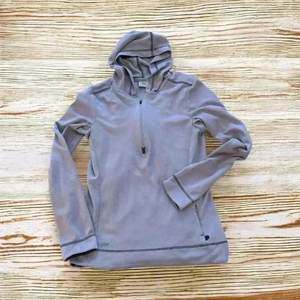 ALO 3/4 zip pullover hooded top size small